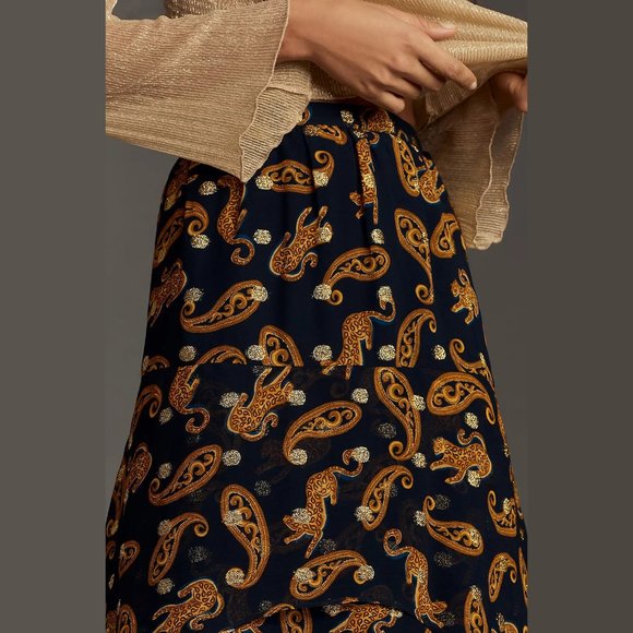 NEW Farm Rio Size XL Asymmetrical Tiered Leopard Print Midi Skirt - Blue Motif - Picture 4 of 4